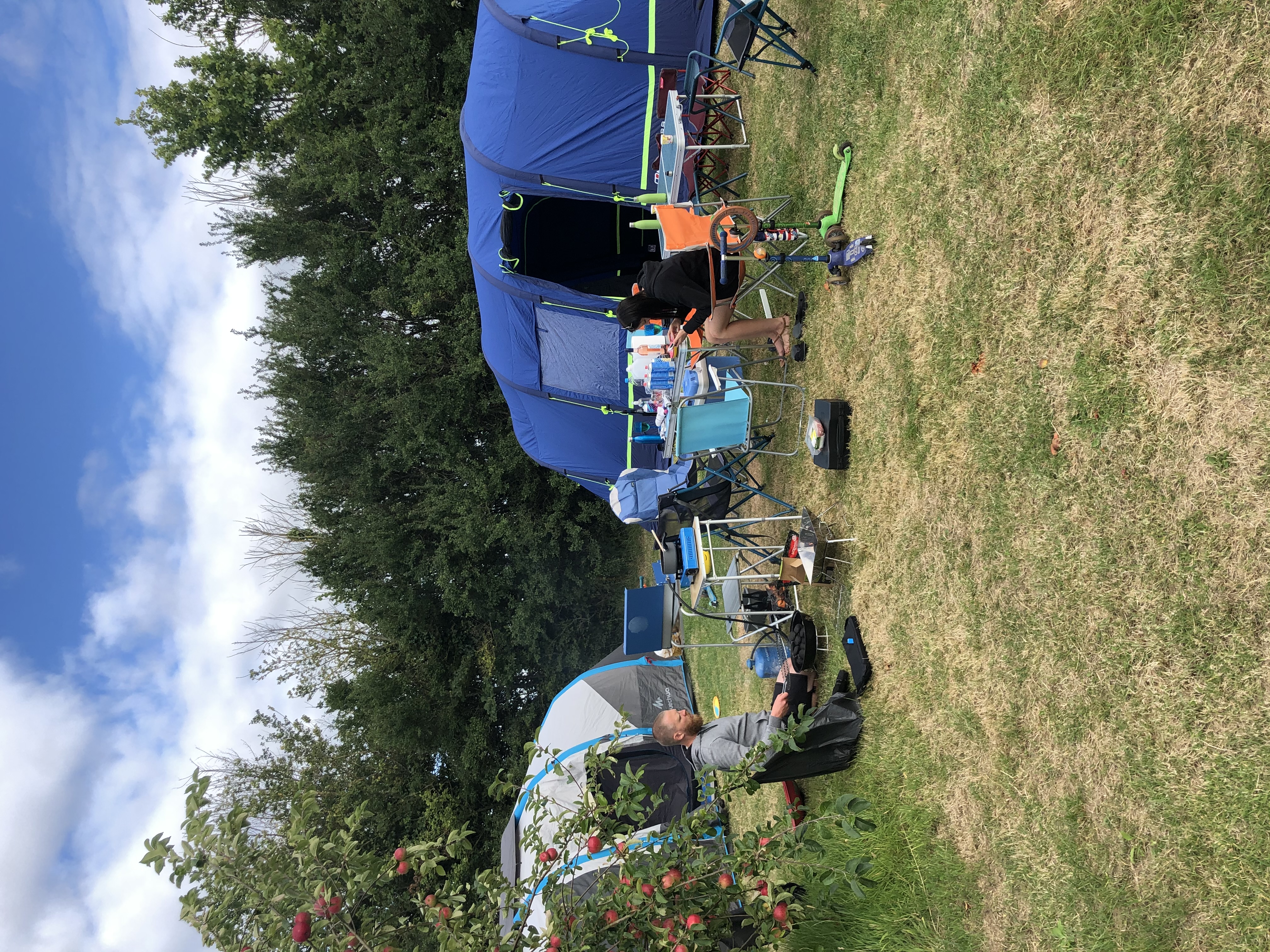Jenny the VW T2 campervan set up at a campsite