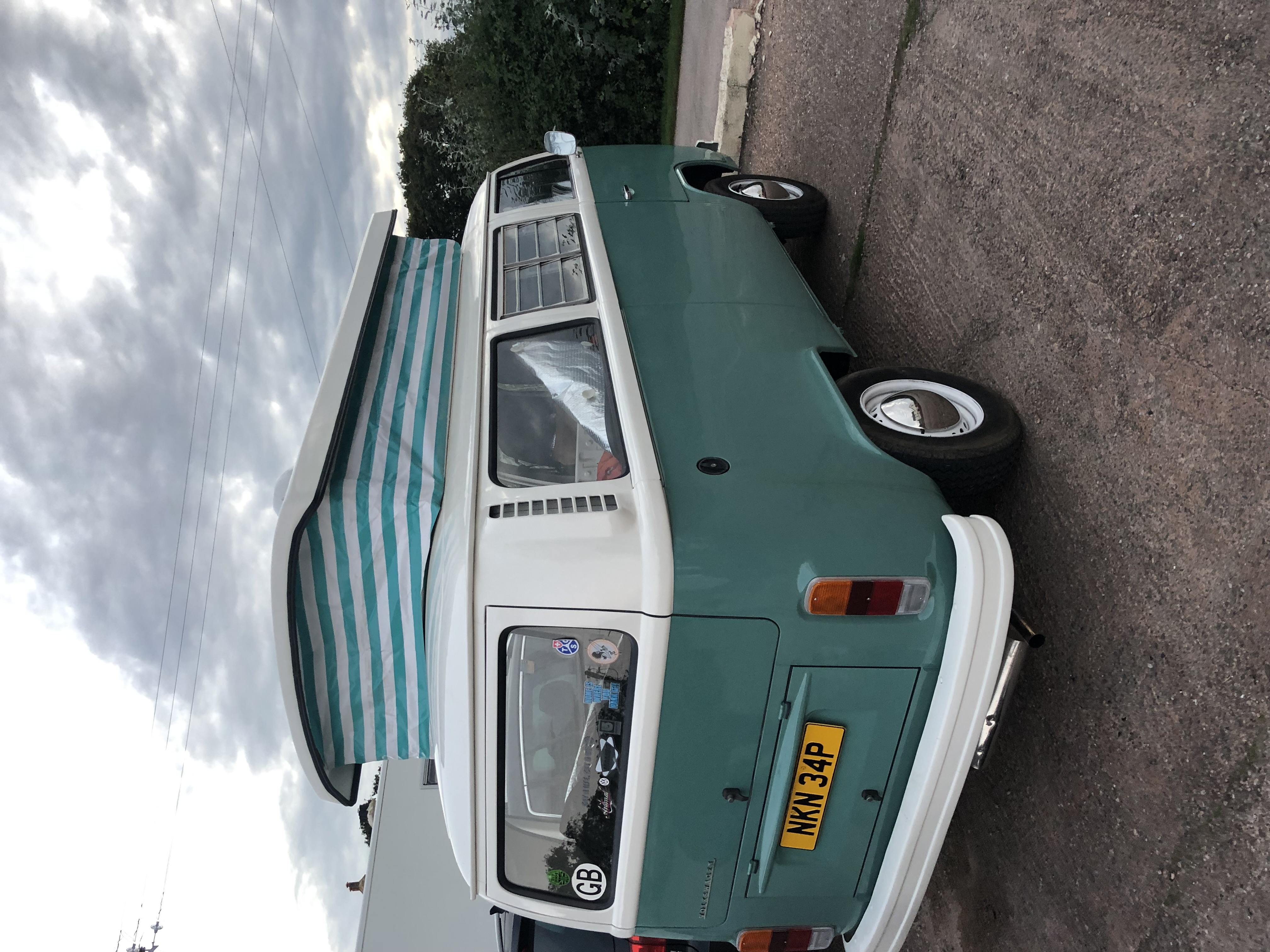 Jenny parked up with the awning attached