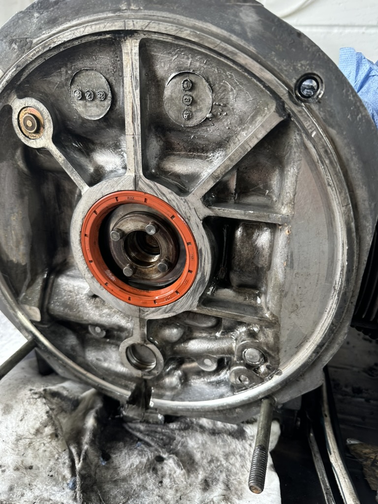 New rear main seal fitted on clean VW engine