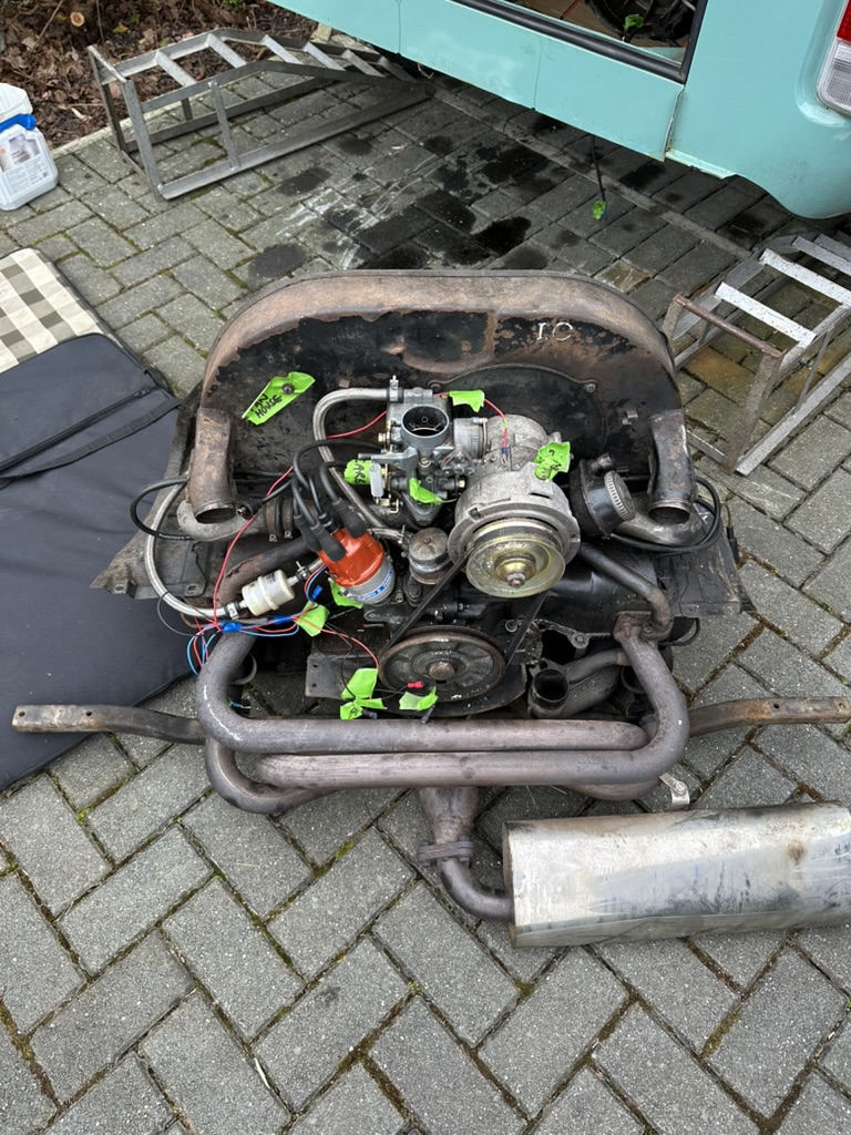 Getting VW engine out from under the van