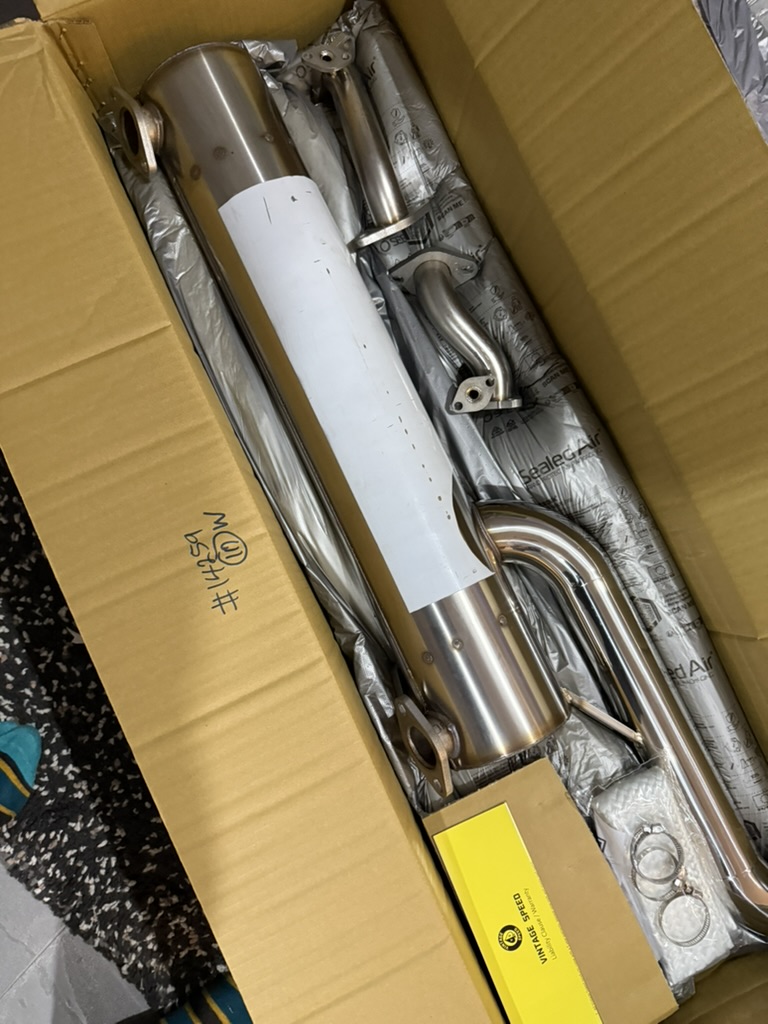 Vintage Speed exhaust system laid out showing quality