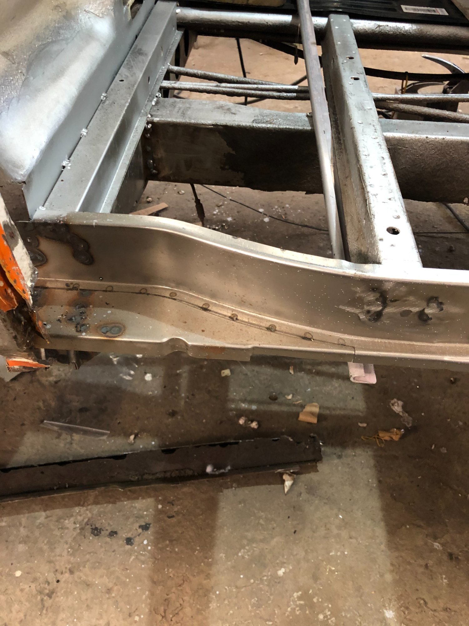 New chassis welding after floor removal