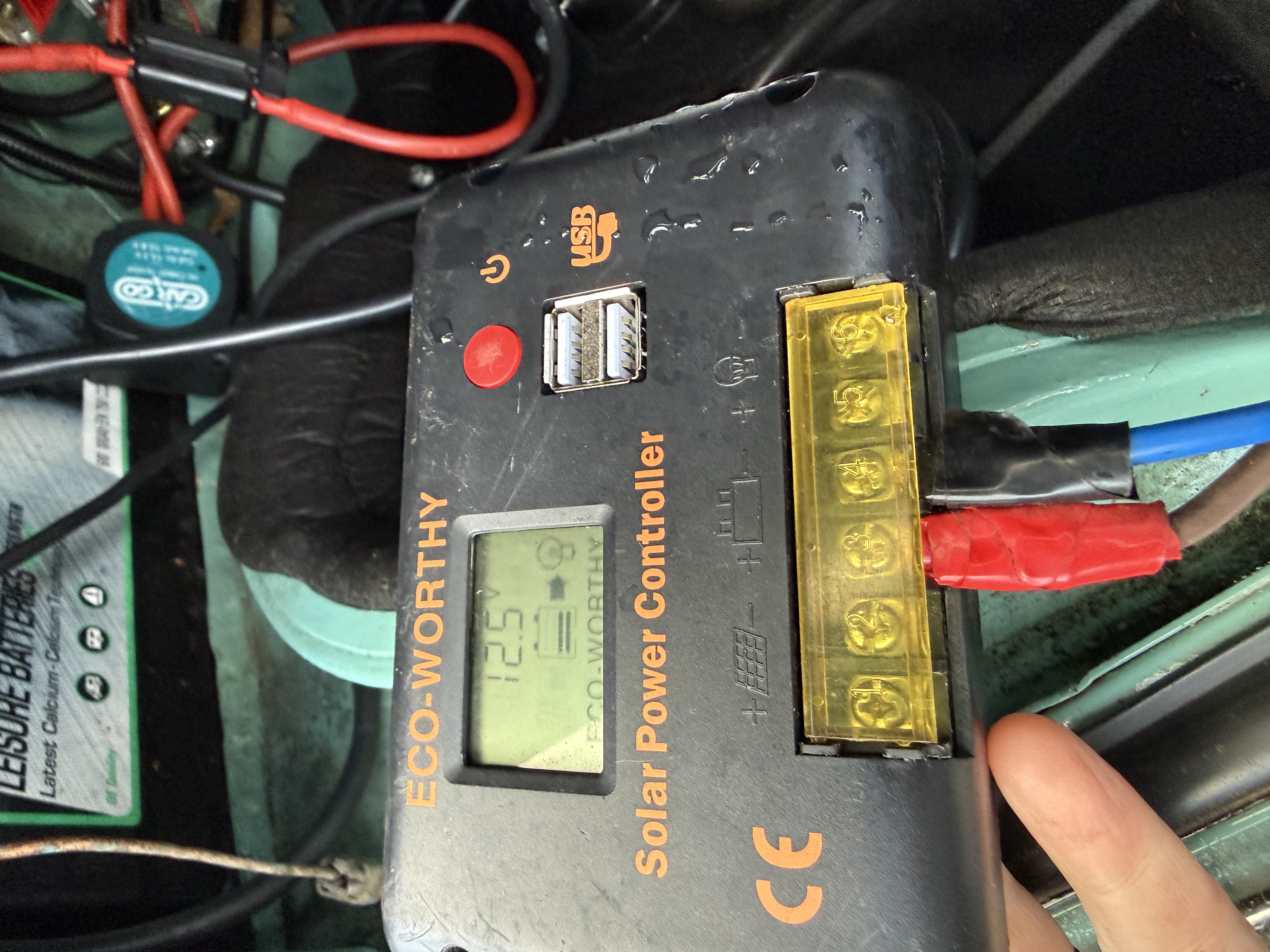 Charge controller showing solar charging status