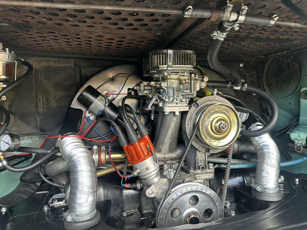 Super slim pancake air filter fitted to Weber carb